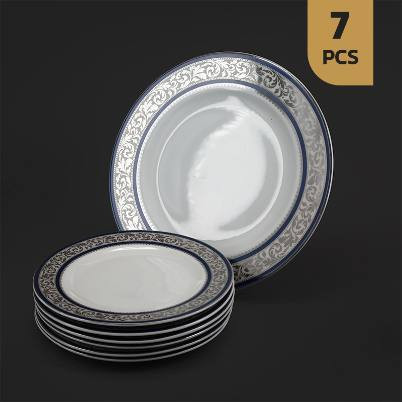 سرویس میوه خوری 7 پارچه چینی دور نقره ای