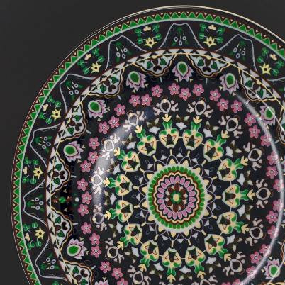سرویس کاسه و دیس دو تکه ترنج سرمه ای