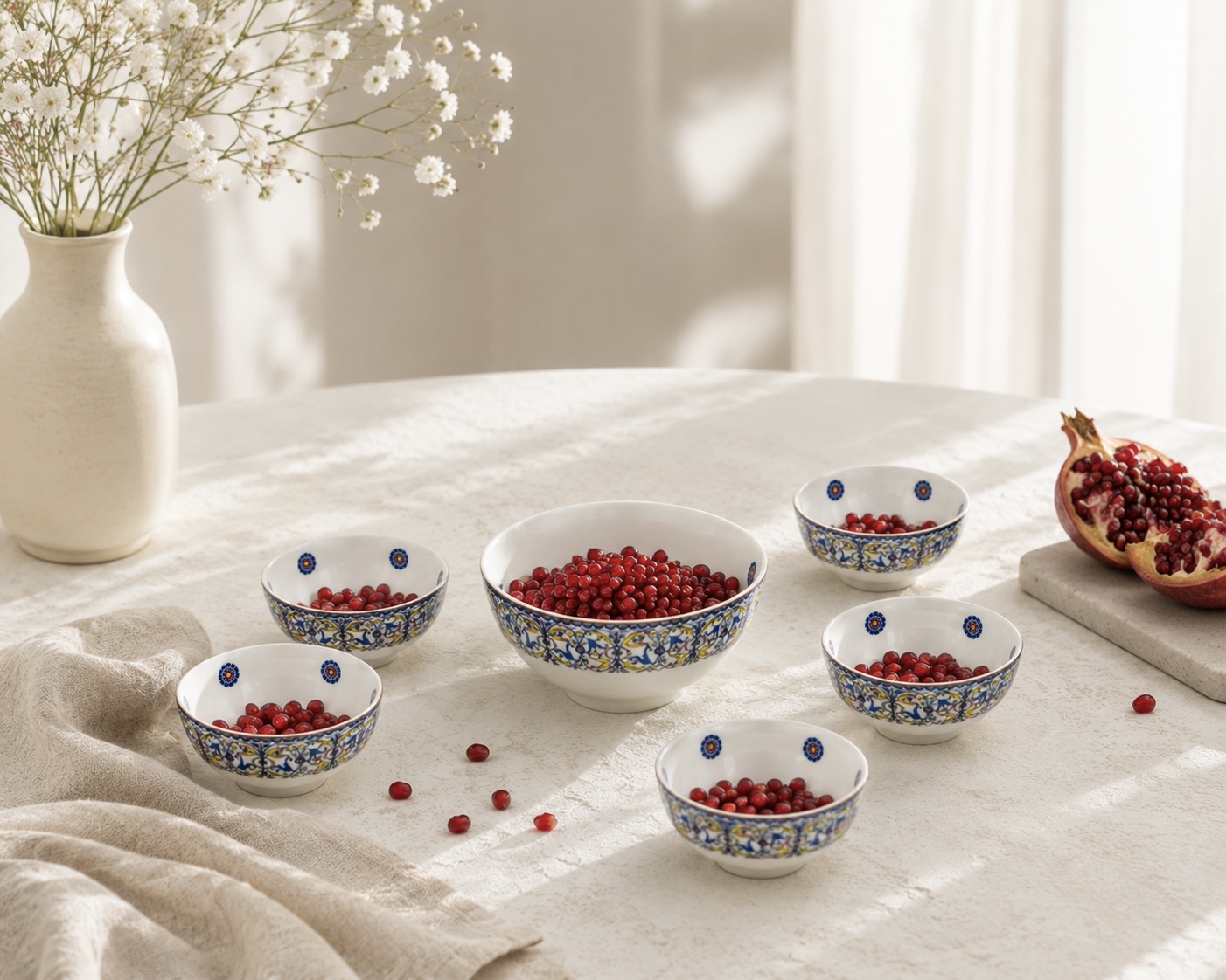 سرویس کاسه 7 پارچه انار خوری اپال طرح نوروز